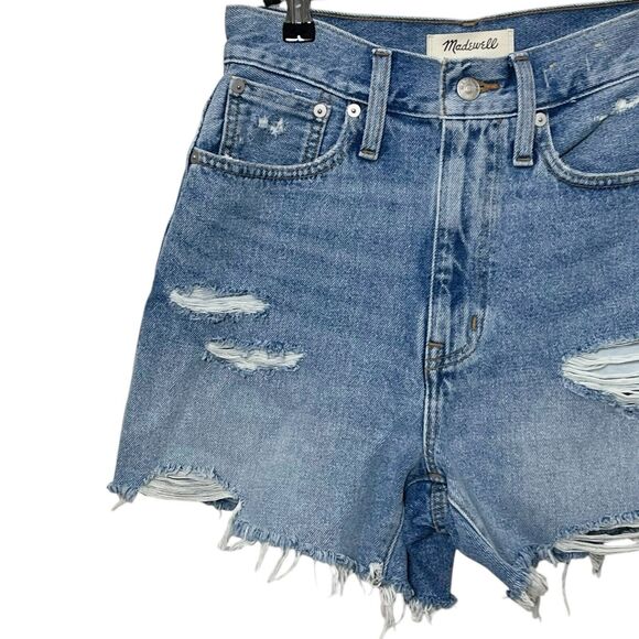 Madewell Momjean Shorts Flintwood Wash Size 23 High Rise Distressed Cotton - Picture 3 of 12